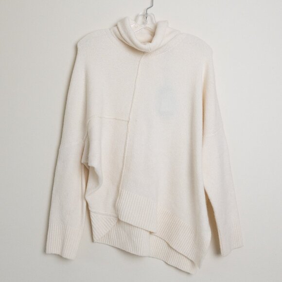 All Saints Lock Roll Neck Relaxed Fit Jumper Wool Yak Blend Soft Chalk White - Picture 4 of 14